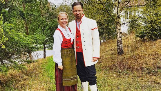 Couple in national costumes