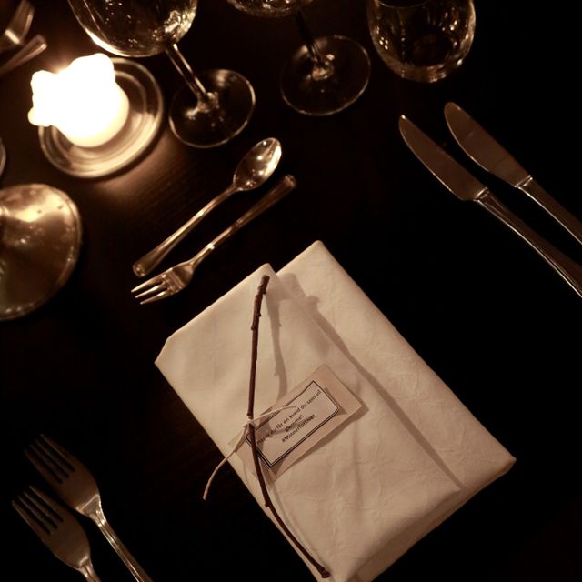 Napkins on a set table