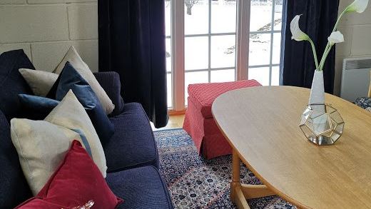 Tårnsuite oppholdsrom sett fra overetasje